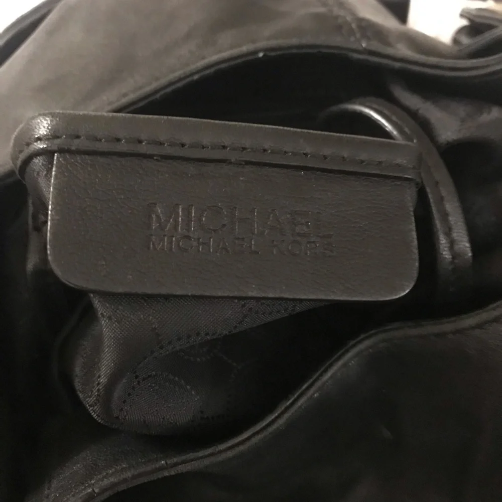 Michael Kors Black Leather Hobo Bag with Gold Hardware